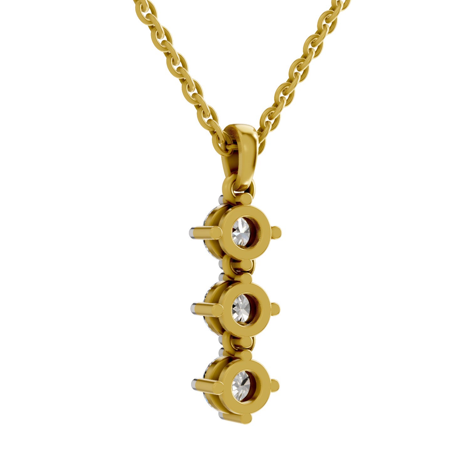 1.14 Carat 3 Stone Diamond Pendant 14K - Rose Gold