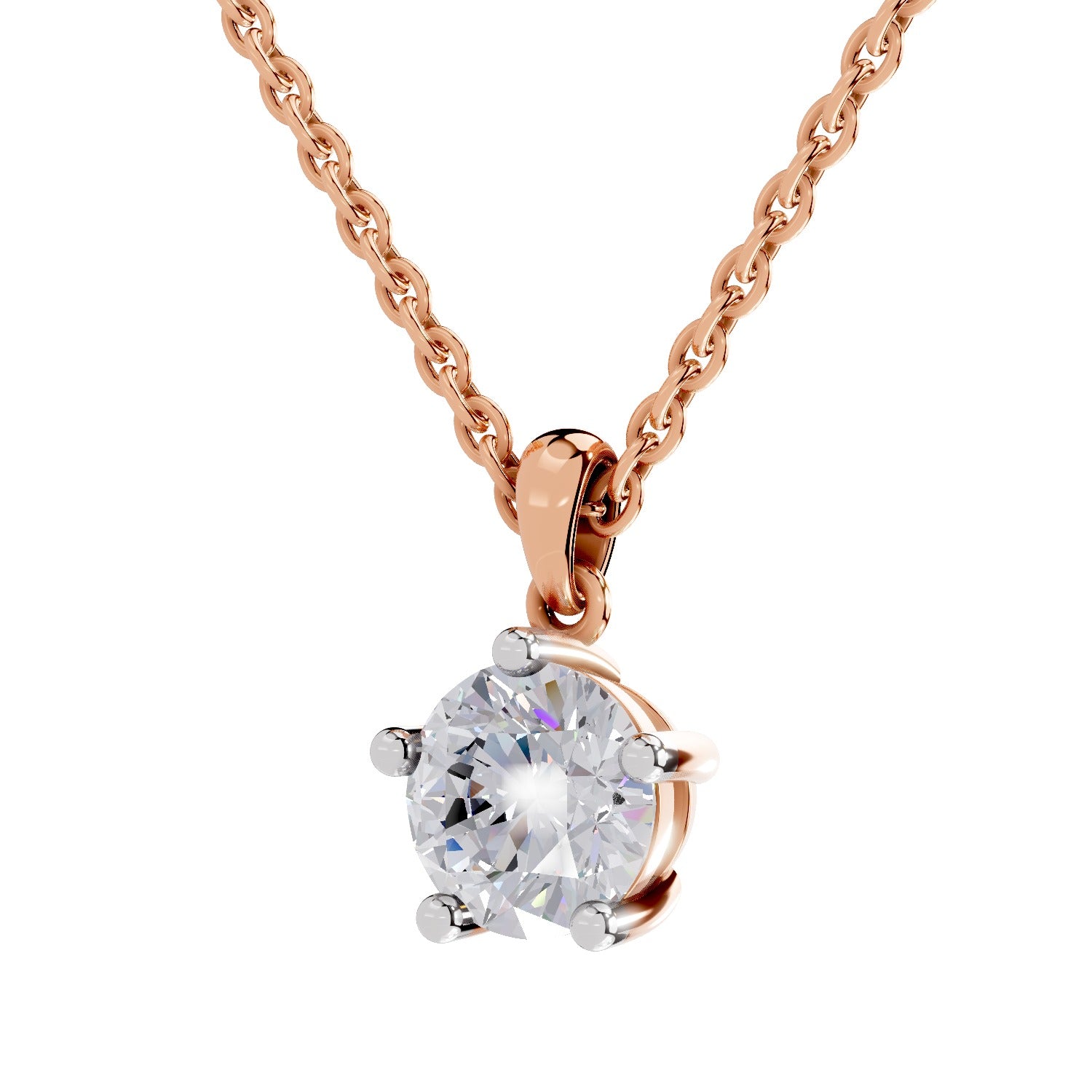 2.01 Carat Round Solitaire Pendant 14K - Rose Gold