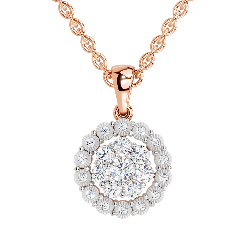 0.58 Carat Round Halo Pendant 14K - Rose Gold