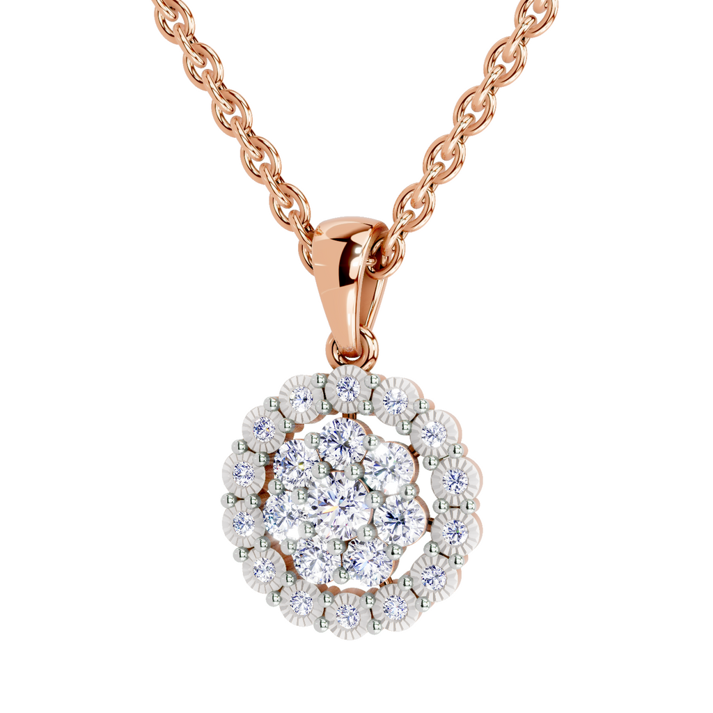 0.58 Carat Round Halo Pendant 14K - Rose Gold
