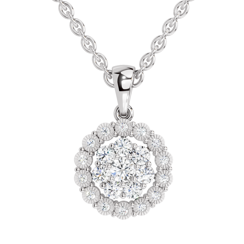 0.58 Carat Round Halo Pendant 14K - White Gold