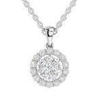0.58 Carat Round Halo Pendant 14K - White Gold