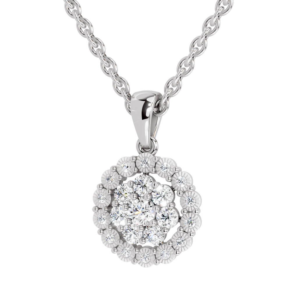 0.58 Carat Round Halo Pendant 14K - White Gold