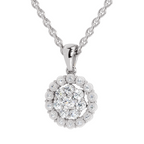 0.58 Carat Round Halo Pendant 14K - White Gold