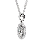 Diamond pendant on a chain against a white background