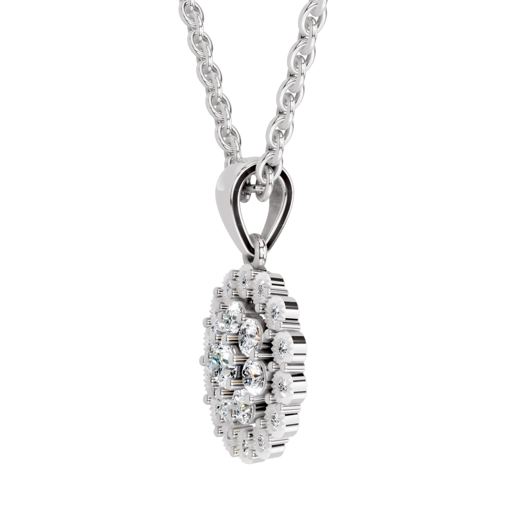 0.58 Carat Round Halo Pendant 14K - White Gold