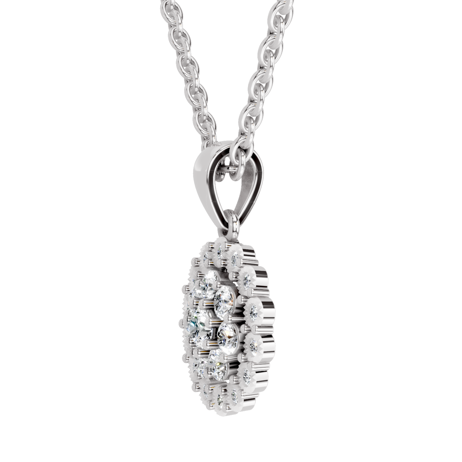 0.58 Carat Round Halo Pendant 14K - White Gold