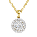 0.58 Carat Round Halo Pendant 14K