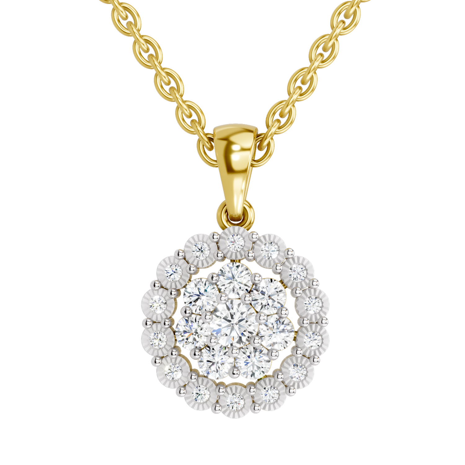 0.58 Carat Round Halo Pendant 14K