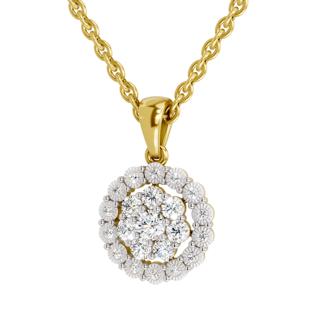 0.58 Carat Round Halo Pendant 14K