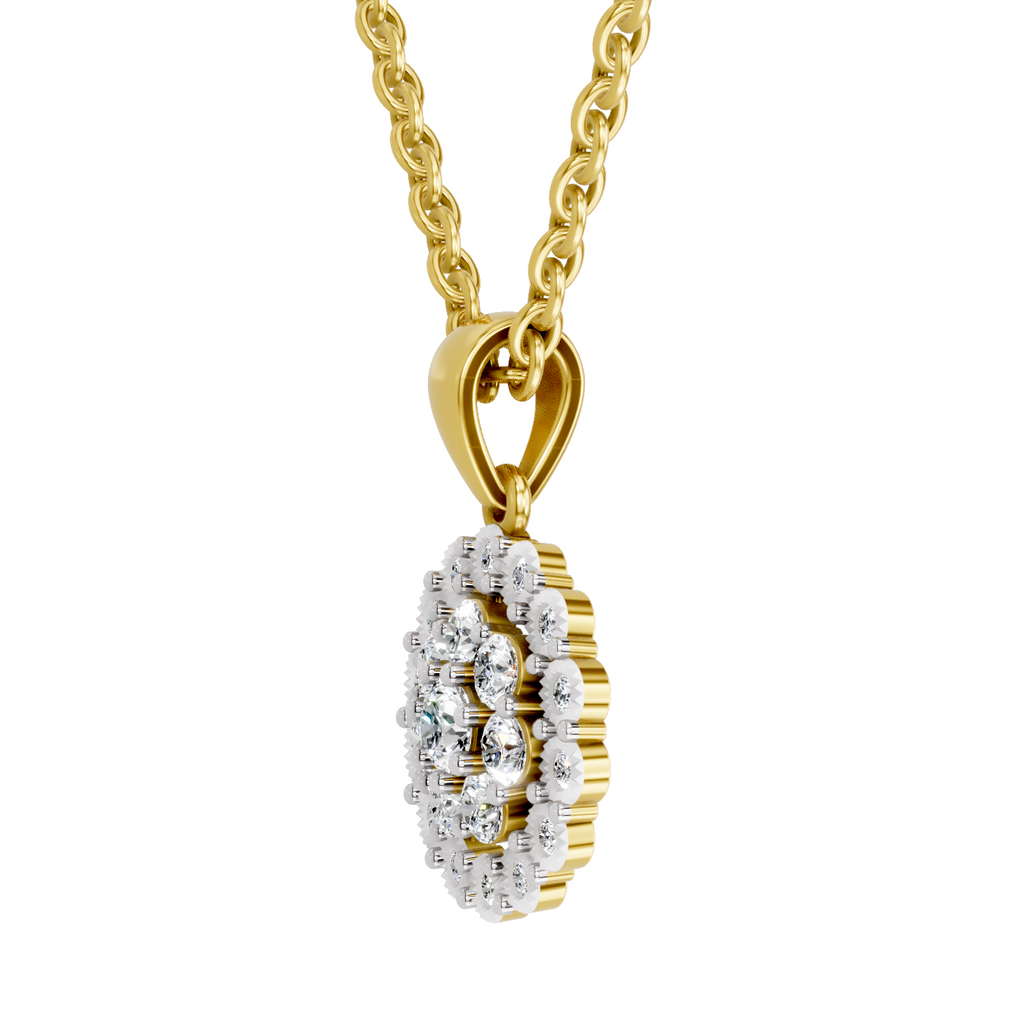 0.58 Carat Round Halo Pendant 14K