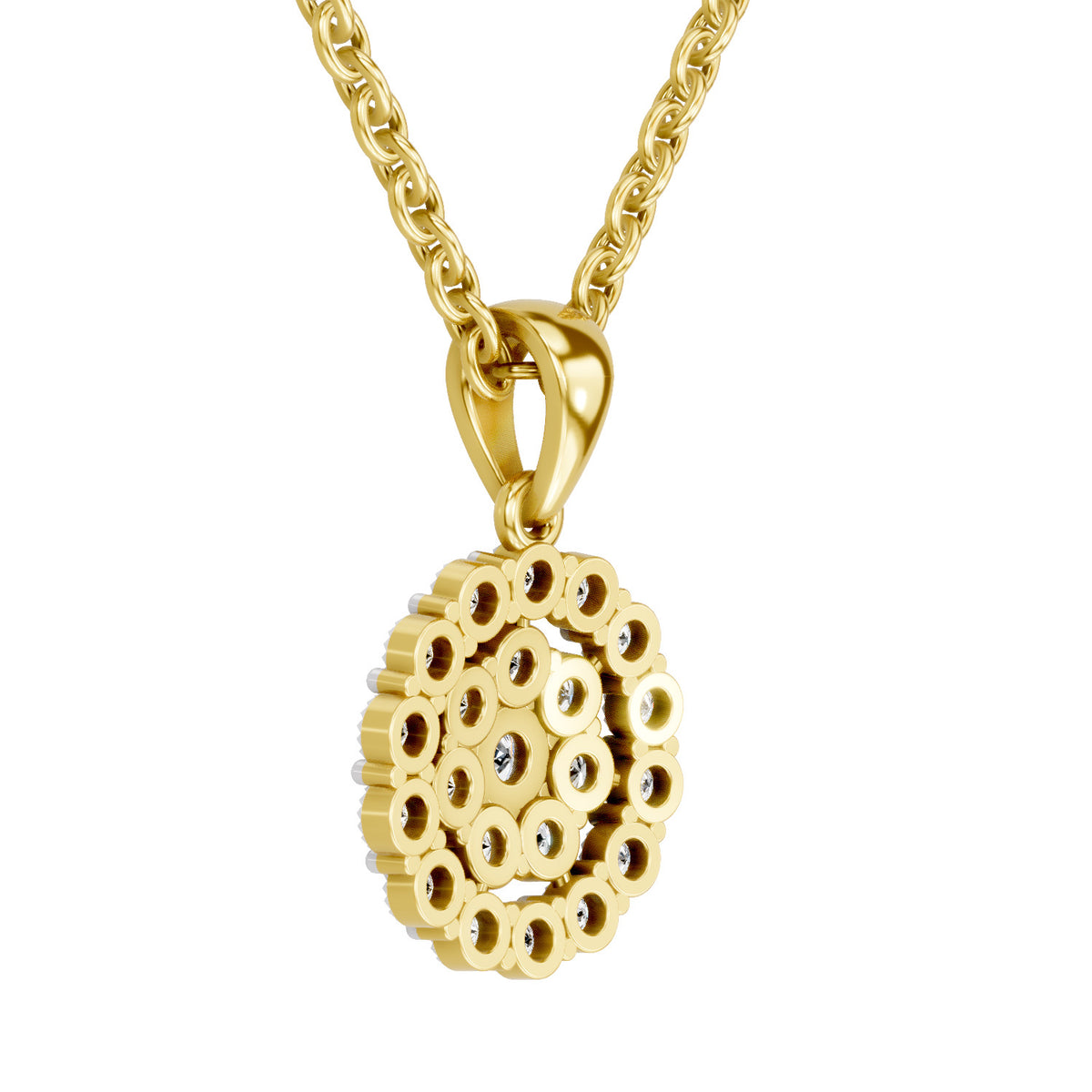 Sparkling Round Halo Diamond Pendant
