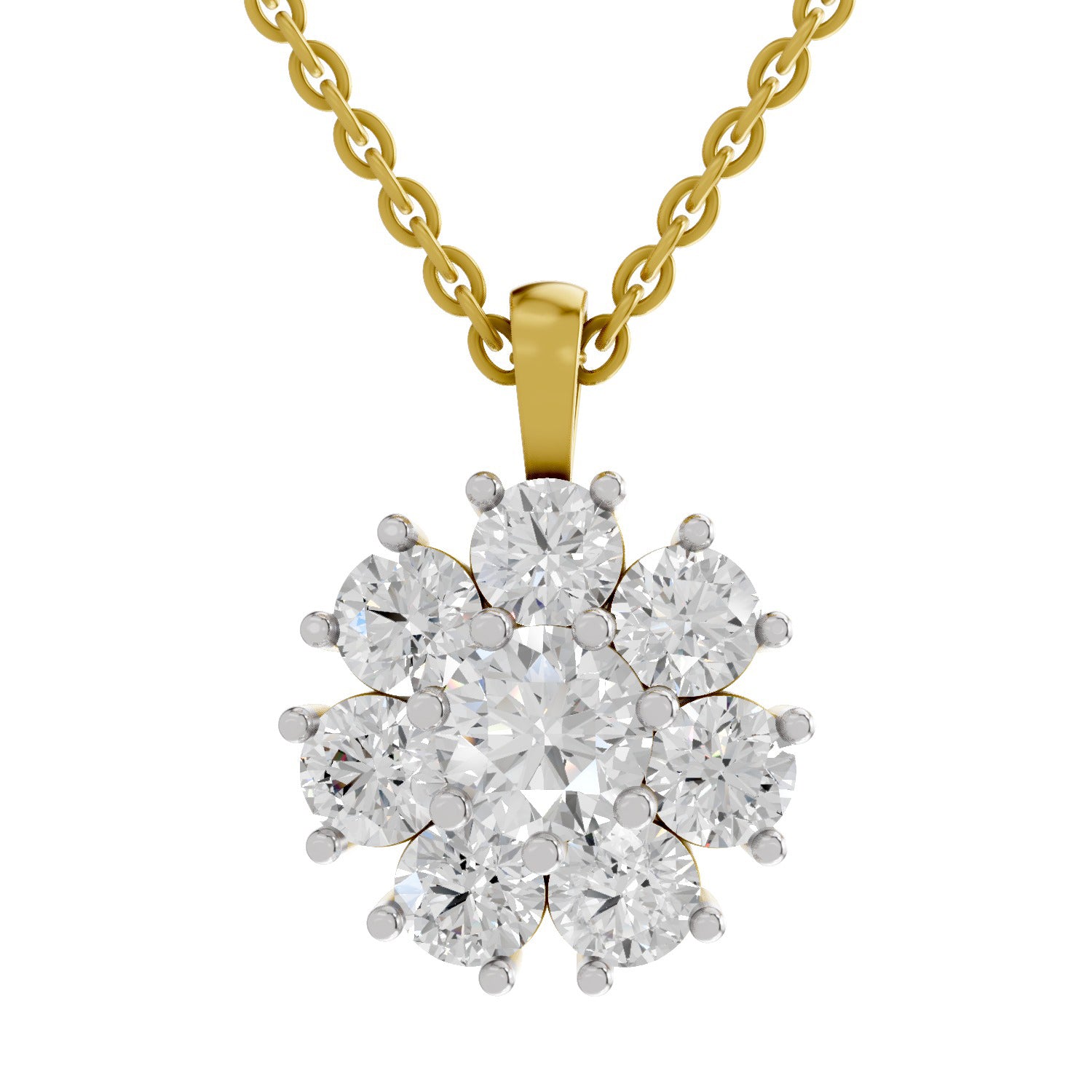 3.24 Carat Floral Diamond Pendant 14K - Rose Gold