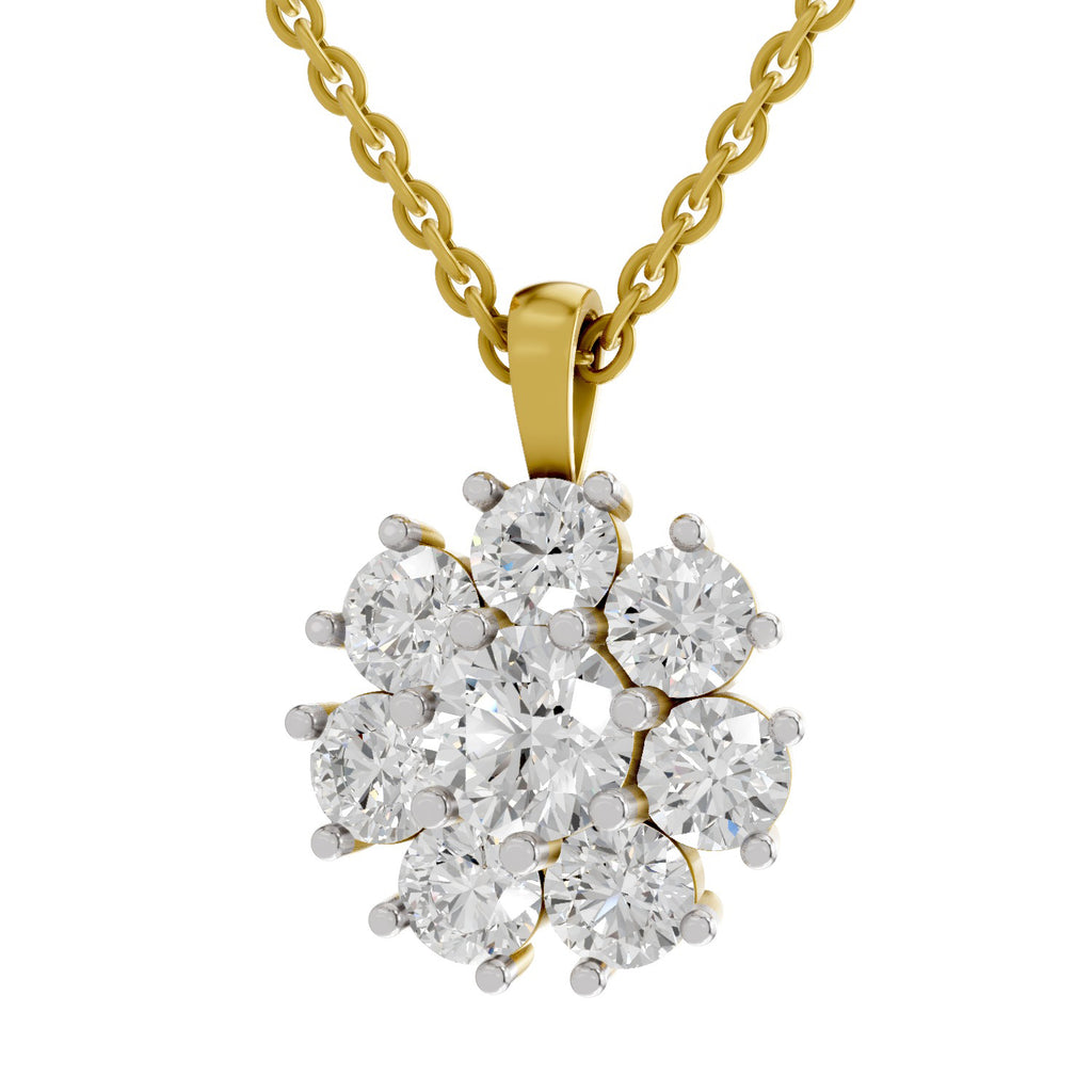 3.24 Carat Floral Diamond Pendant 14K - Rose Gold
