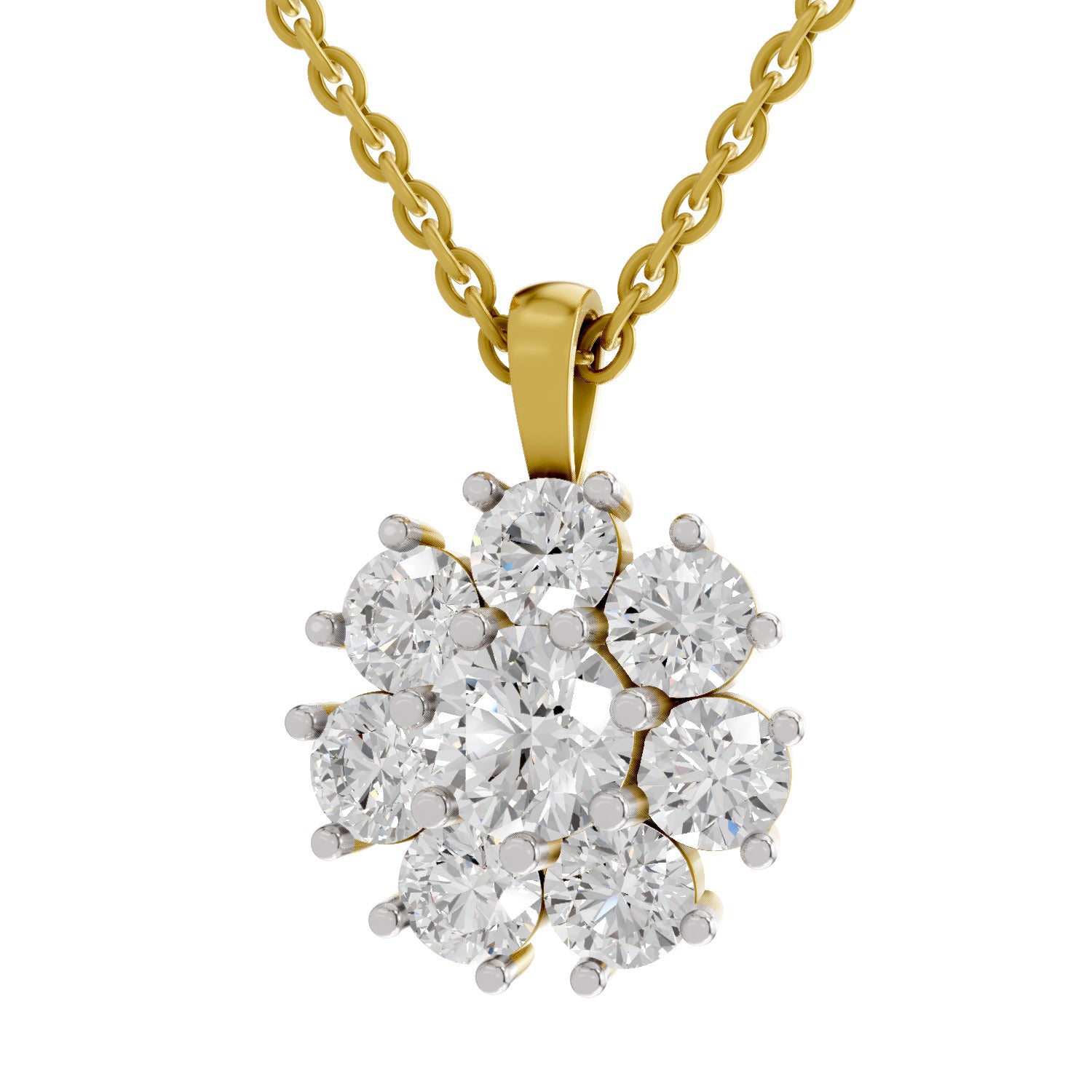 3.24 Carat Floral Diamond Pendant 14K - Rose Gold