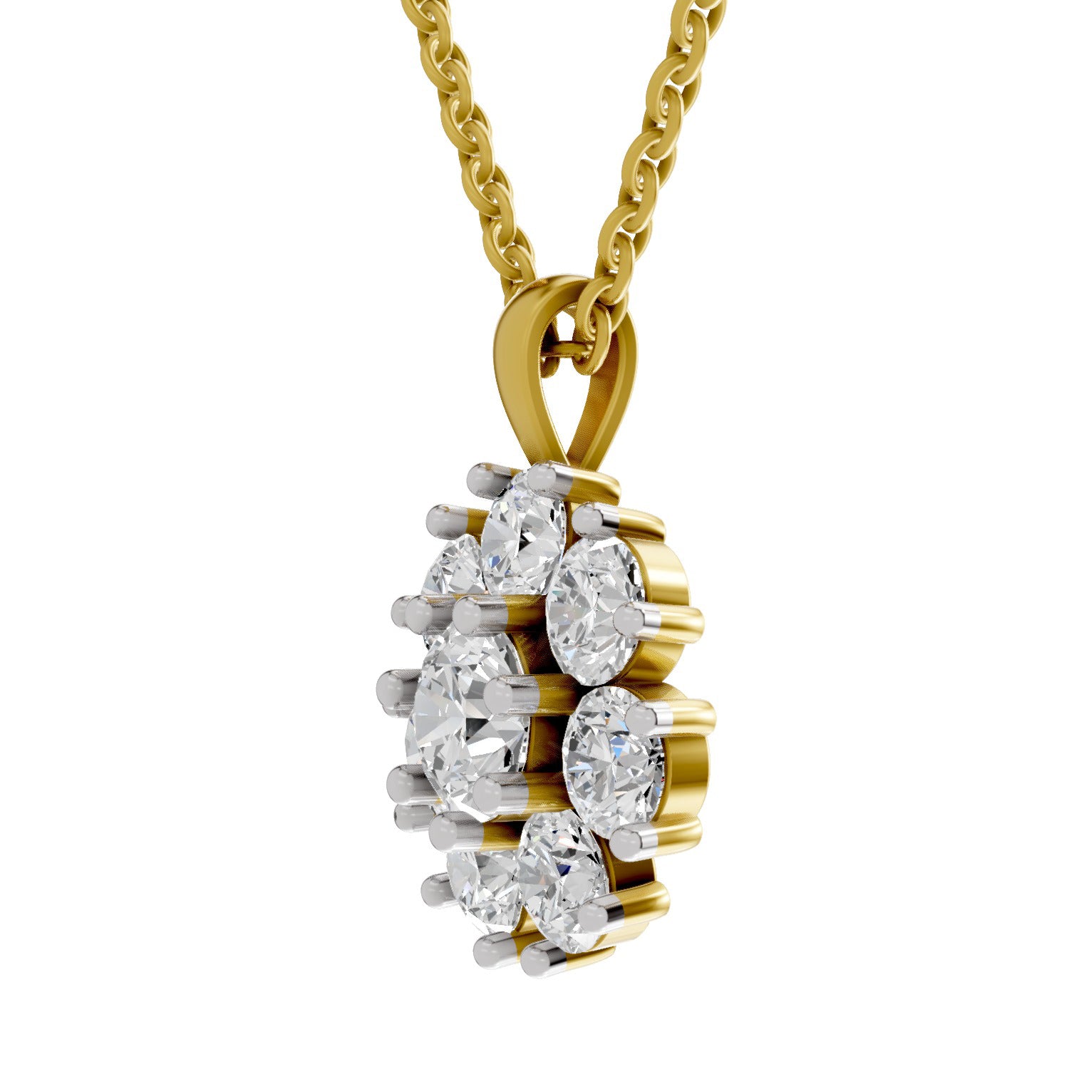 3.24 Carat Floral Diamond Pendant 14K - Rose Gold