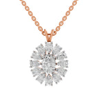 Luminous Oval Floral Diamond Pendant