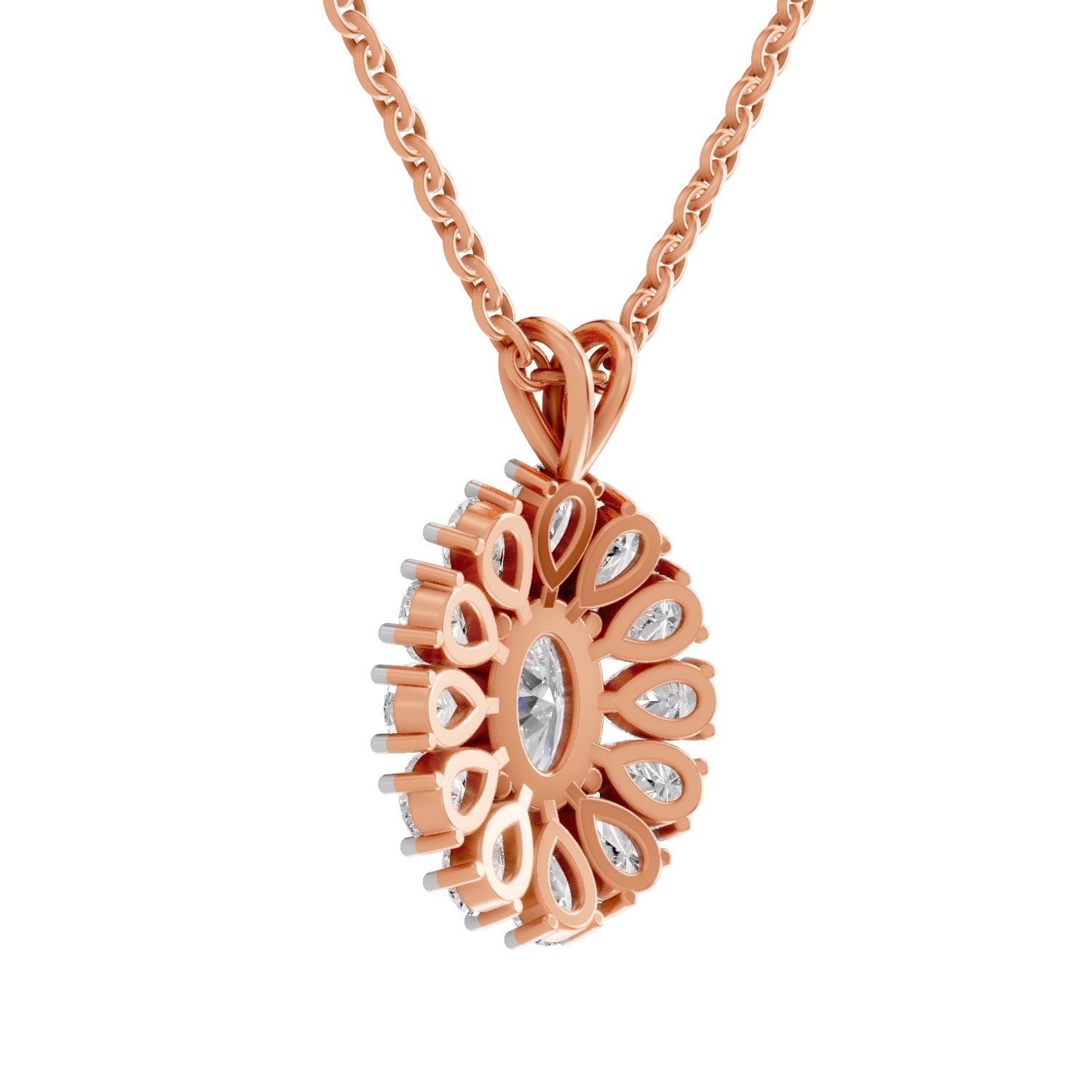 Luminous Oval Floral Diamond Pendant