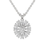 Luminous Oval Floral Diamond Pendant