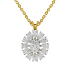 3.04 Carat Oval & Pear Shape Floral Cluster Diamond Pendant 14K - Rose Gold