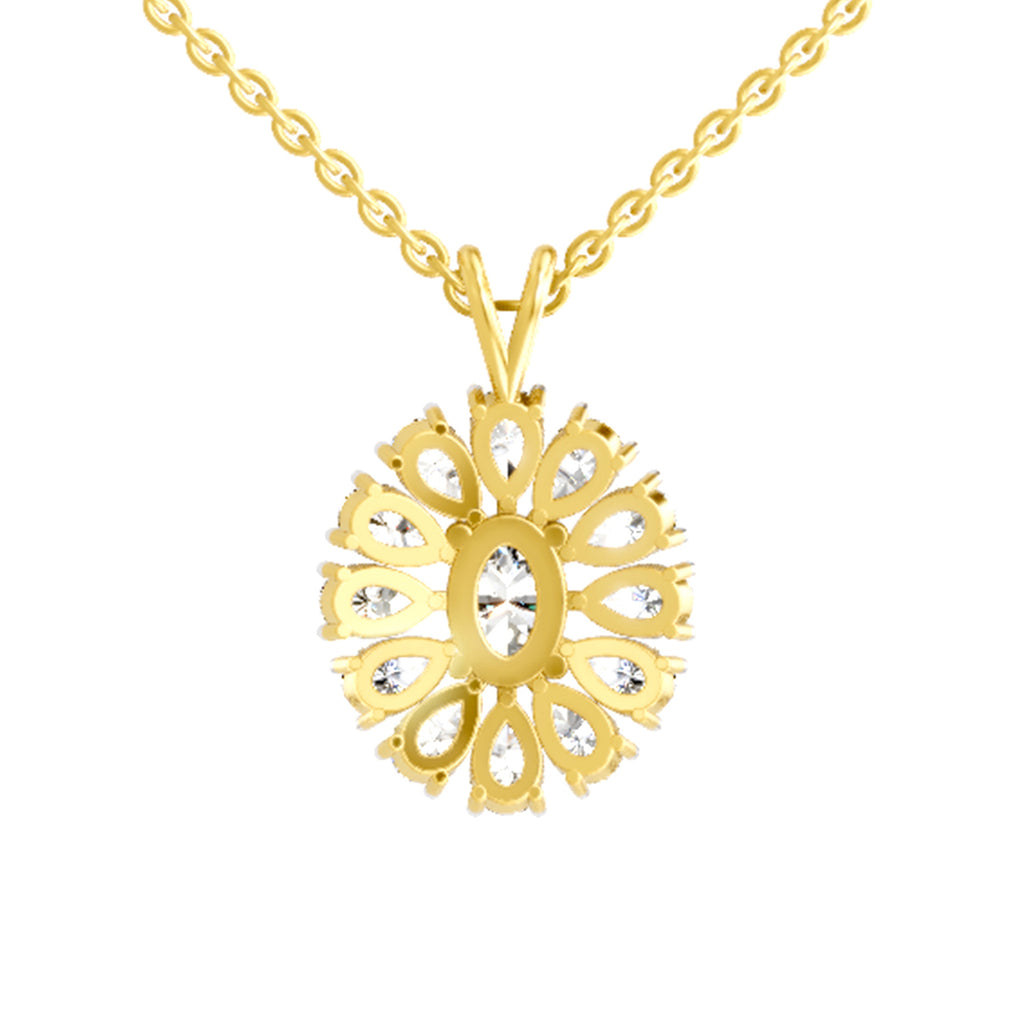 3.04 Carat Oval & Pear Shape Floral Cluster Diamond Pendant 14K - Rose Gold