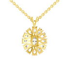 3.04 Carat Oval & Pear Shape Floral Cluster Diamond Pendant 14K - Rose Gold