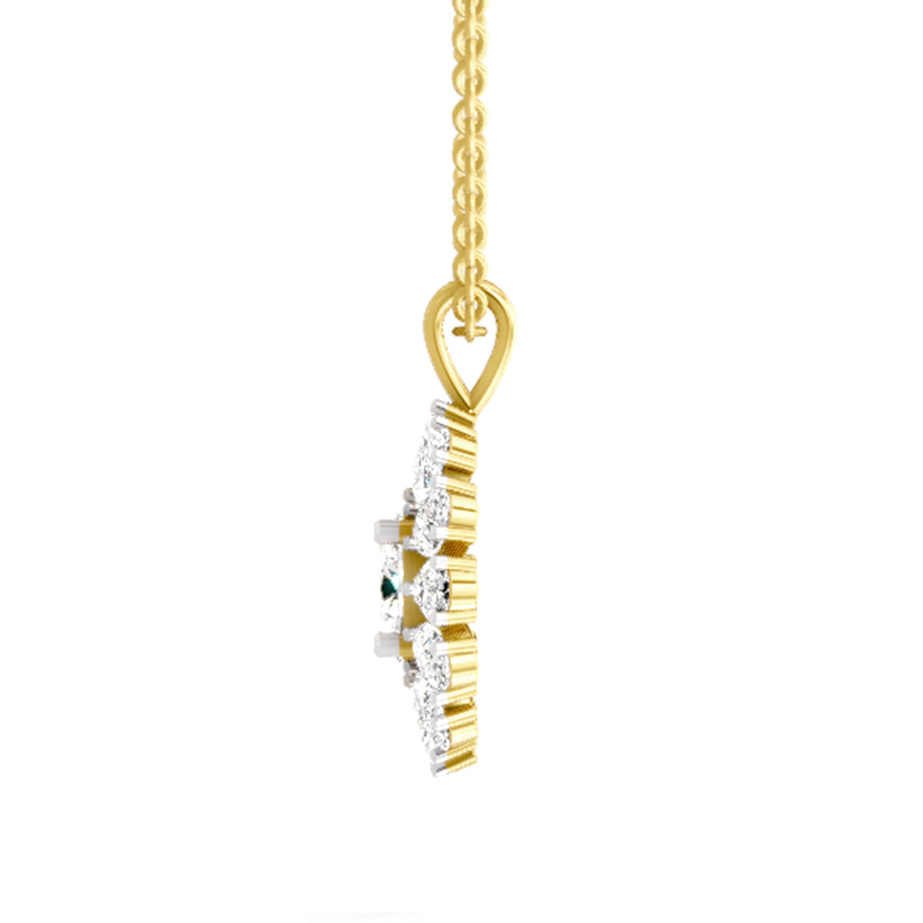 3.04 Carat Oval & Pear Shape Floral Cluster Diamond Pendant 14K - Rose Gold
