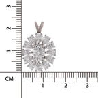 Diamond pendant with measurement scale on a white background