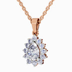 Rose gold diamond pendant on a white background