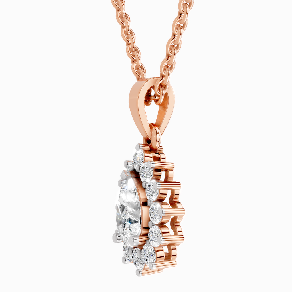 1.61 Carat Pear Halo Pendant 14K - Rose Gold