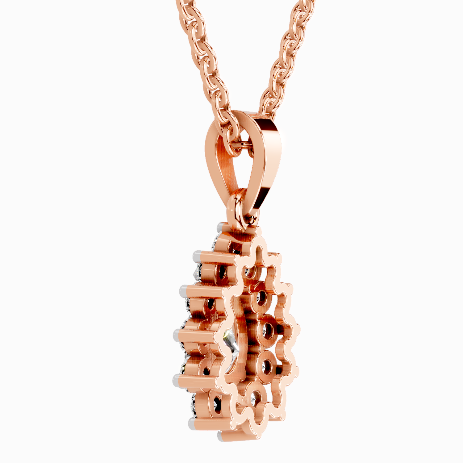 1.61 Carat Pear Halo Pendant 14K - Rose Gold