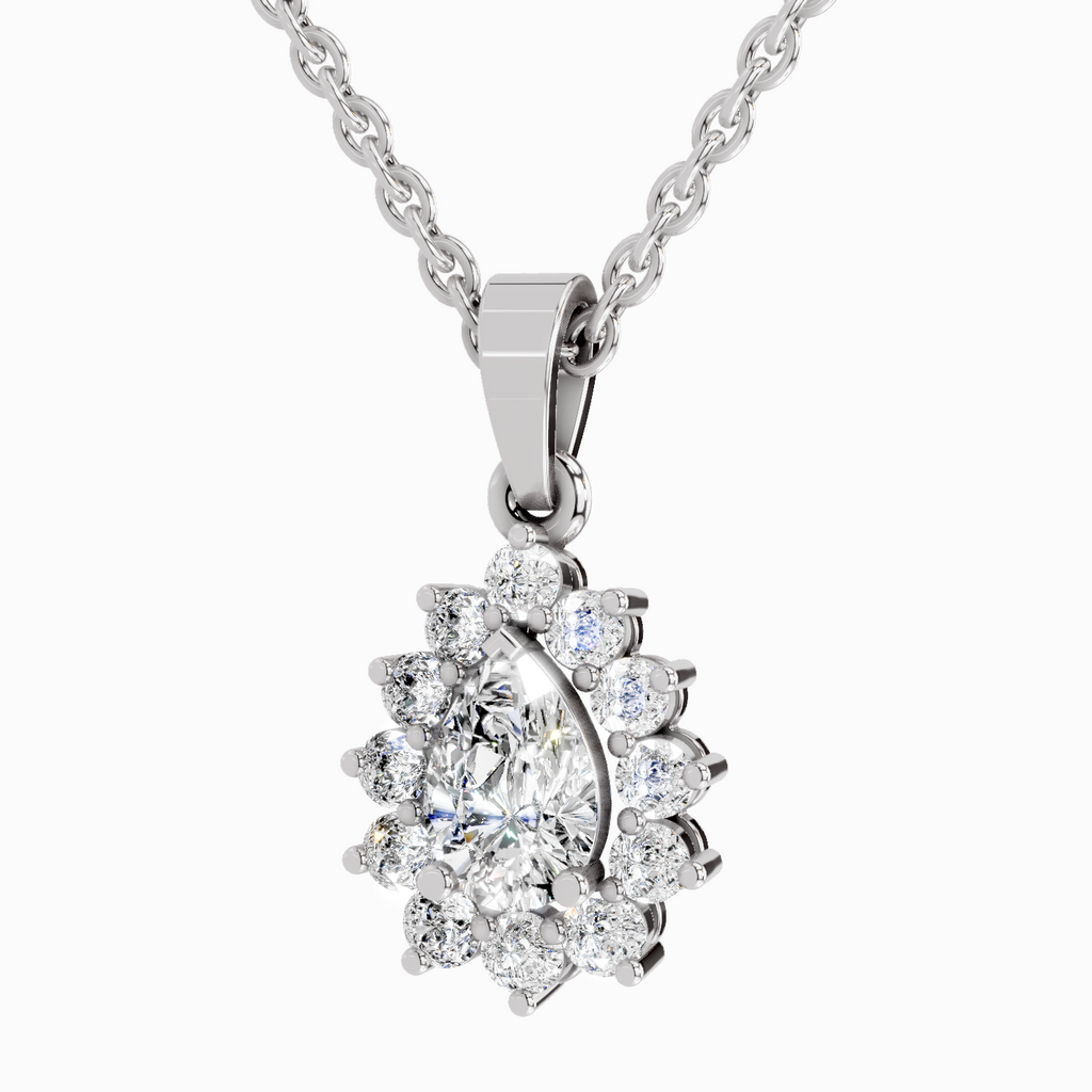 1.61 Carat Pear Halo Pendant 14K - White Gold
