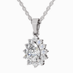1.61 Carat Pear Halo Pendant 14K - White Gold