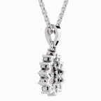 Silver pendant necklace on a white background