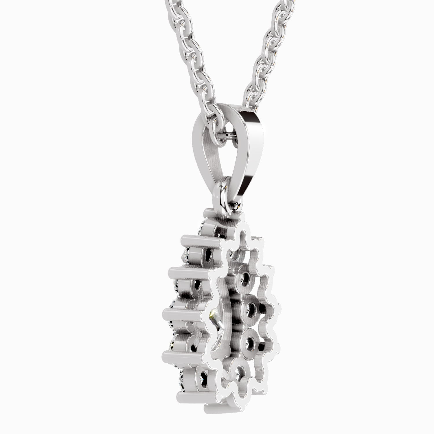 1.61 Carat Pear Halo Pendant 14K - White Gold