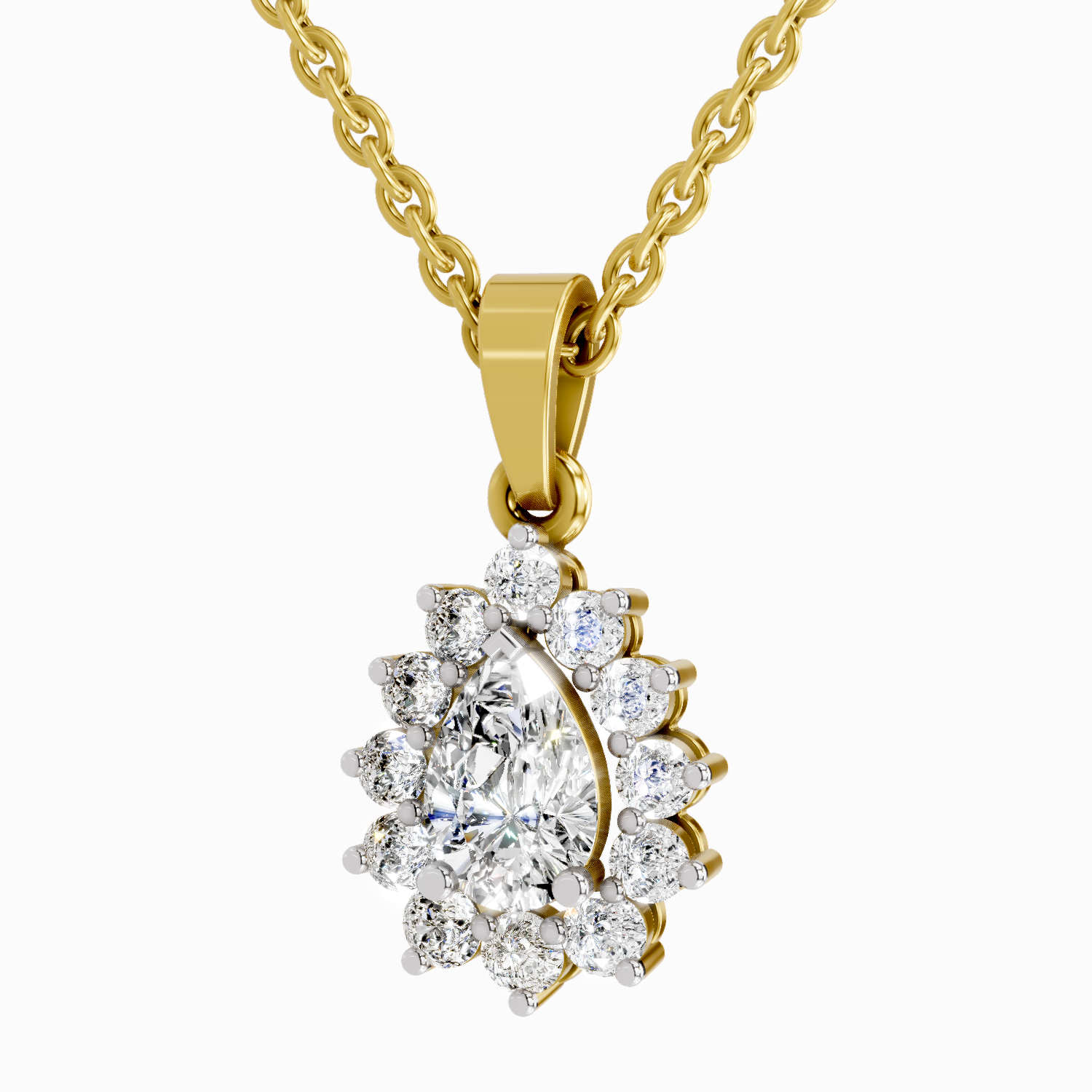 1.61 Carat Pear Halo Pendant 14K