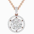 2.13 Carat Round Cluster Halo Pendant 14K - Rose Gold