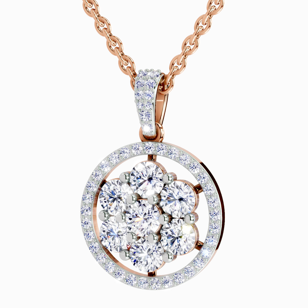 2.13 Carat Round Cluster Halo Pendant 14K - Rose Gold