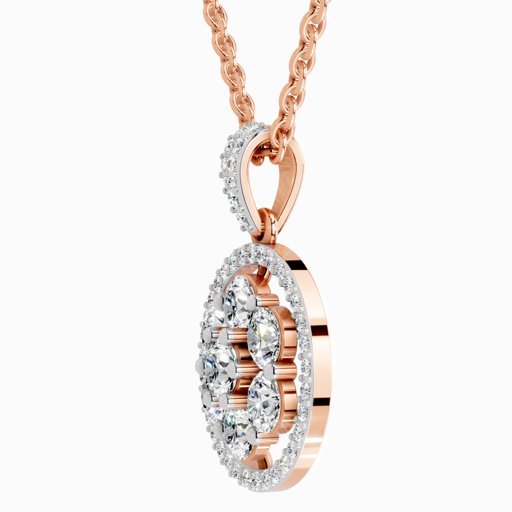 2.13 Carat Round Cluster Halo Pendant 14K - Rose Gold