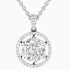 2.13 Carat Round Cluster Halo Pendant 14K - White Gold