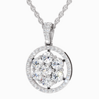 2.13 Carat Round Cluster Halo Pendant 14K - White Gold