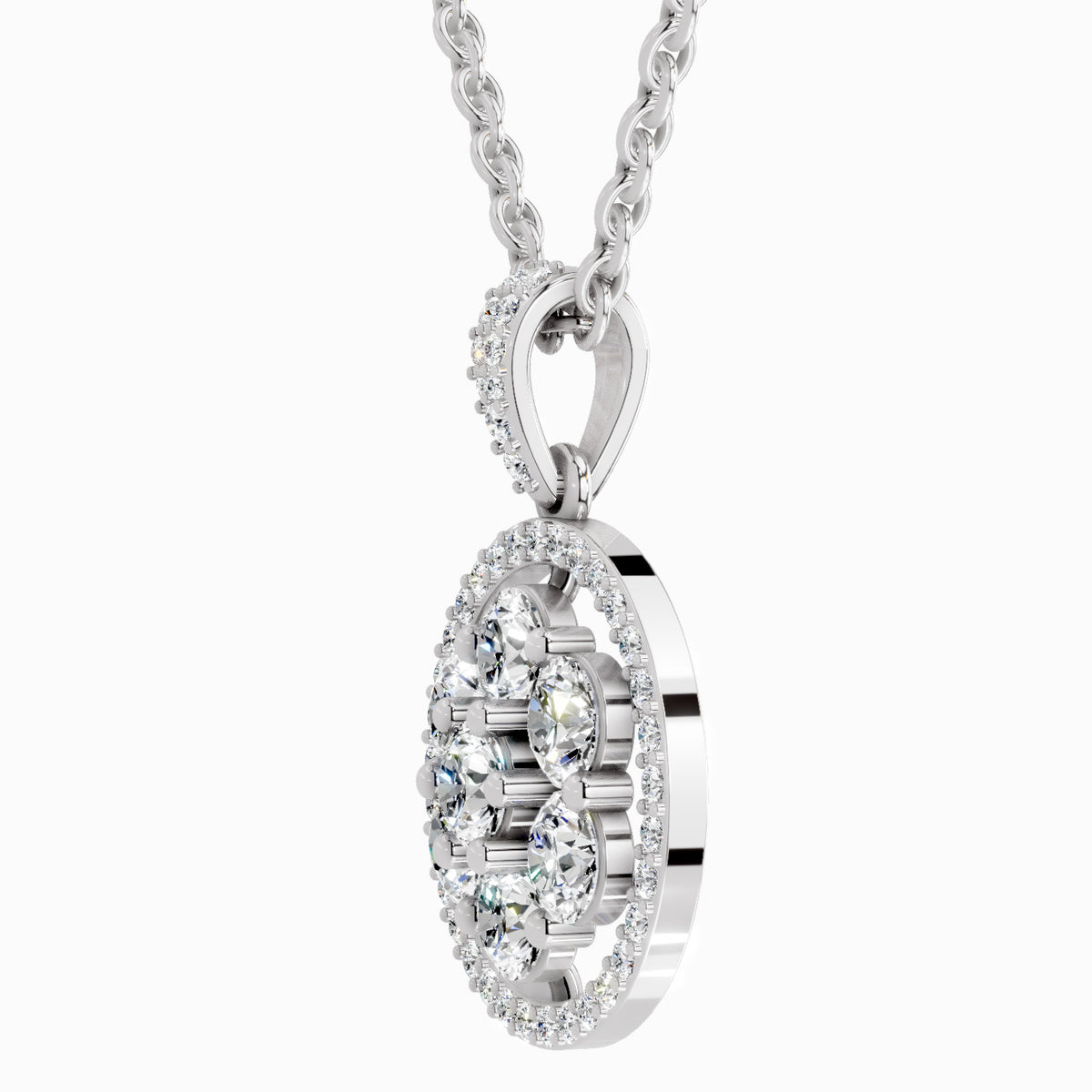 Diamond necklace on a white background