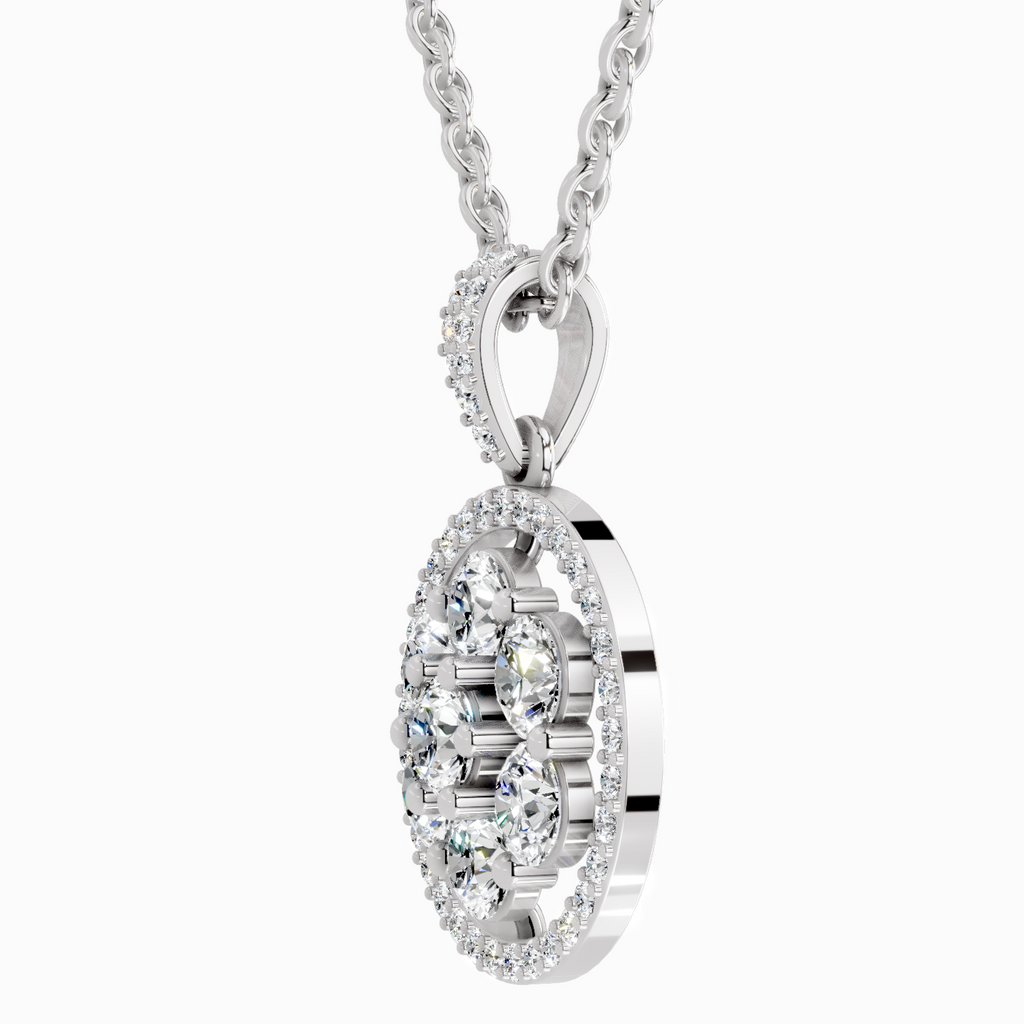 2.13 Carat Round Cluster Halo Pendant 14K - White Gold