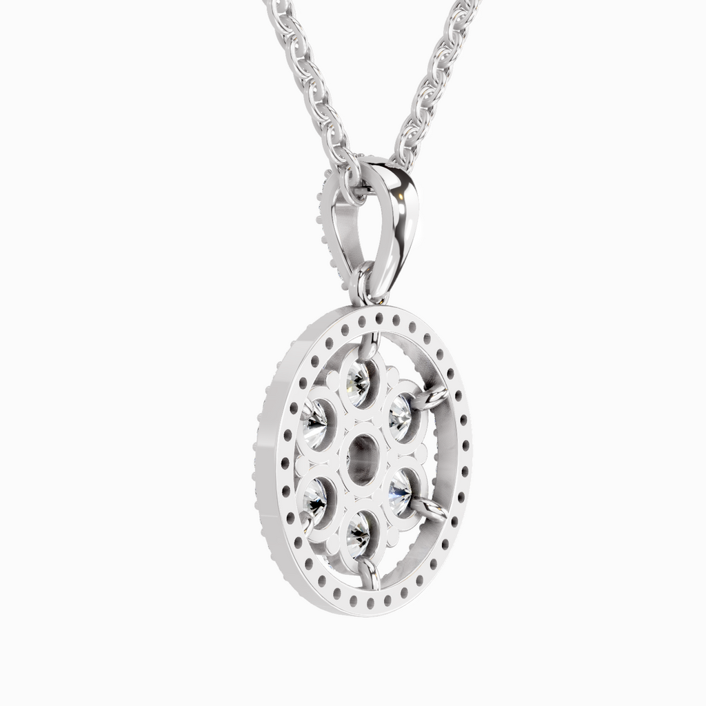 2.13 Carat Round Cluster Halo Pendant 14K - White Gold