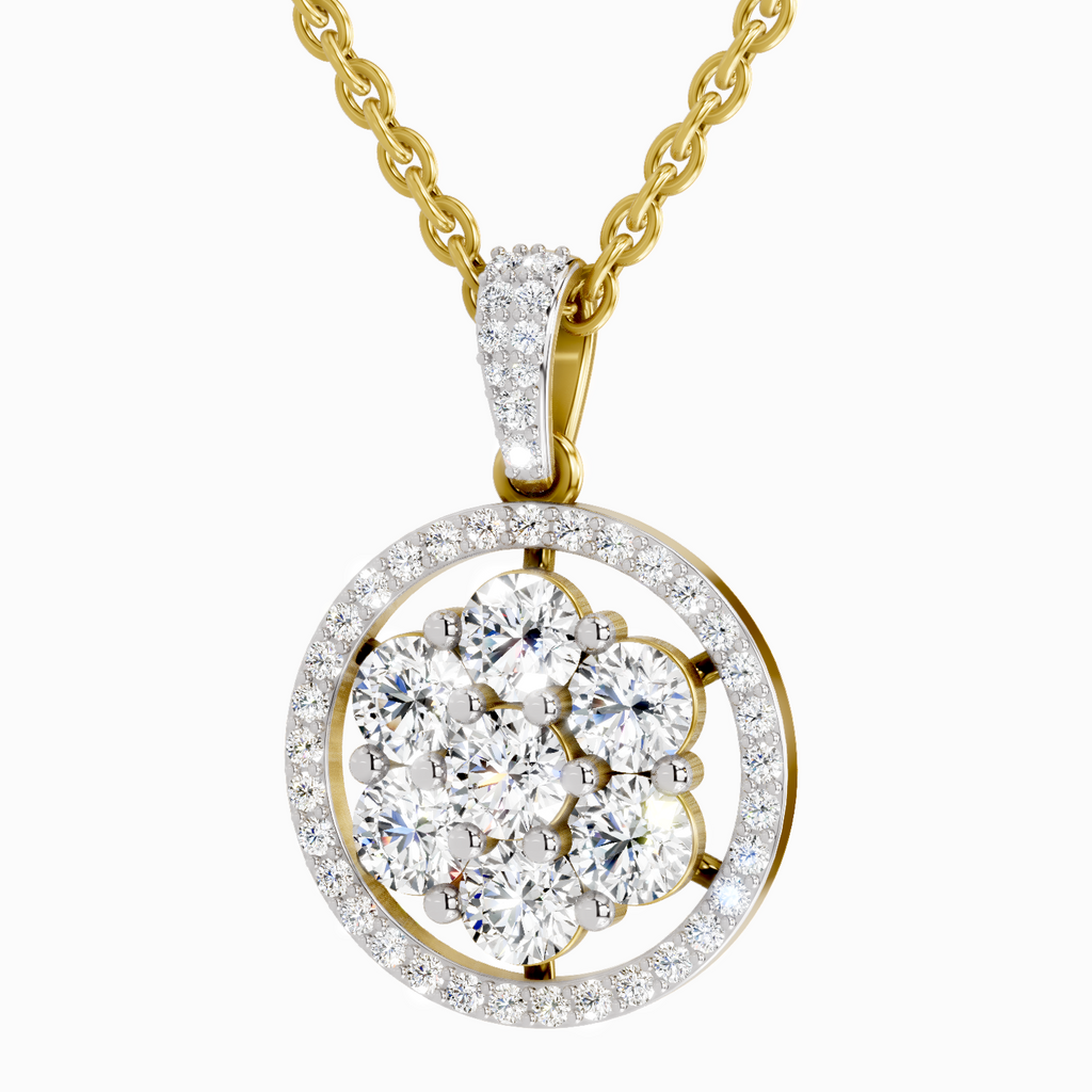 2.13 Carat Round Cluster Halo Pendant 14K