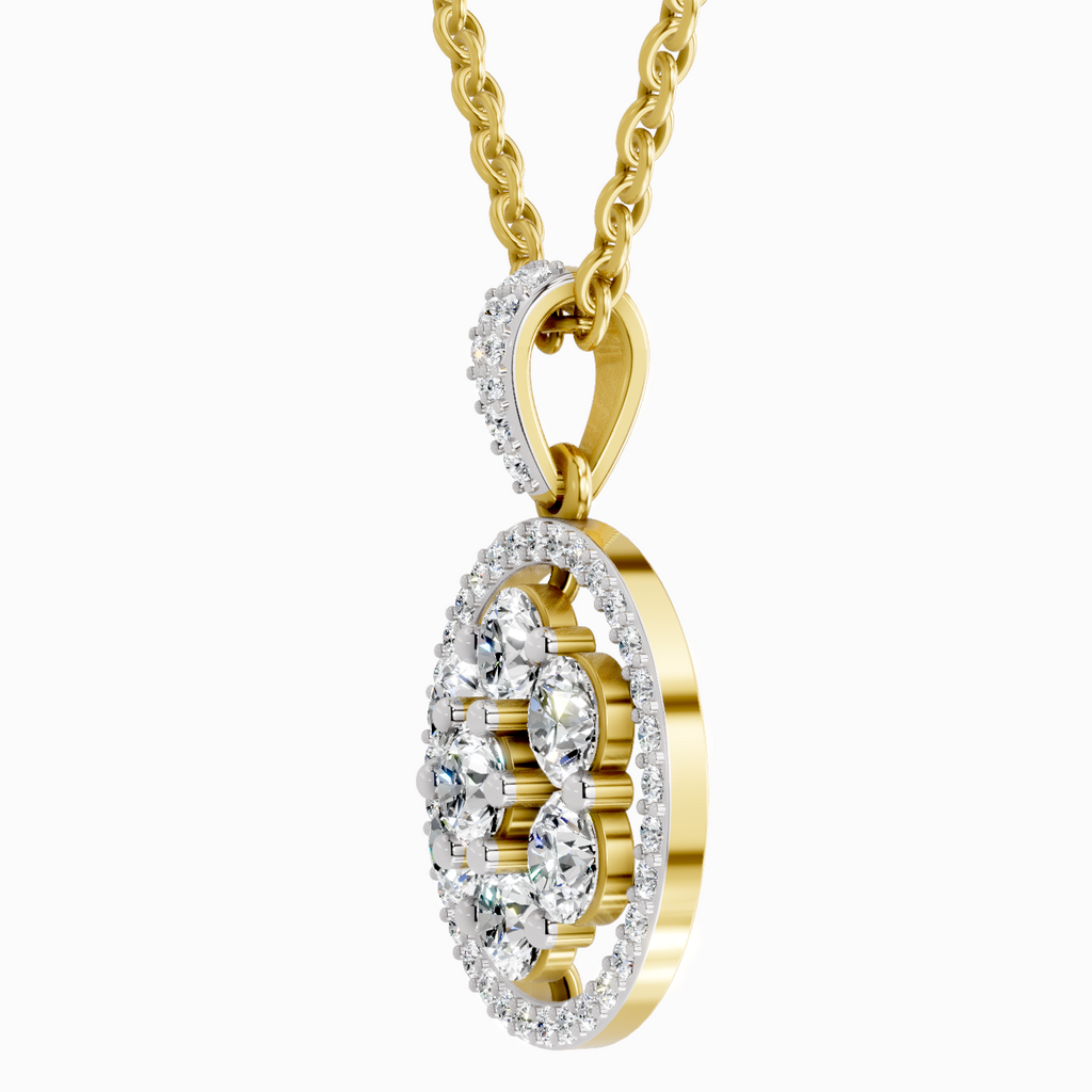 2.13 Carat Round Cluster Halo Pendant 14K