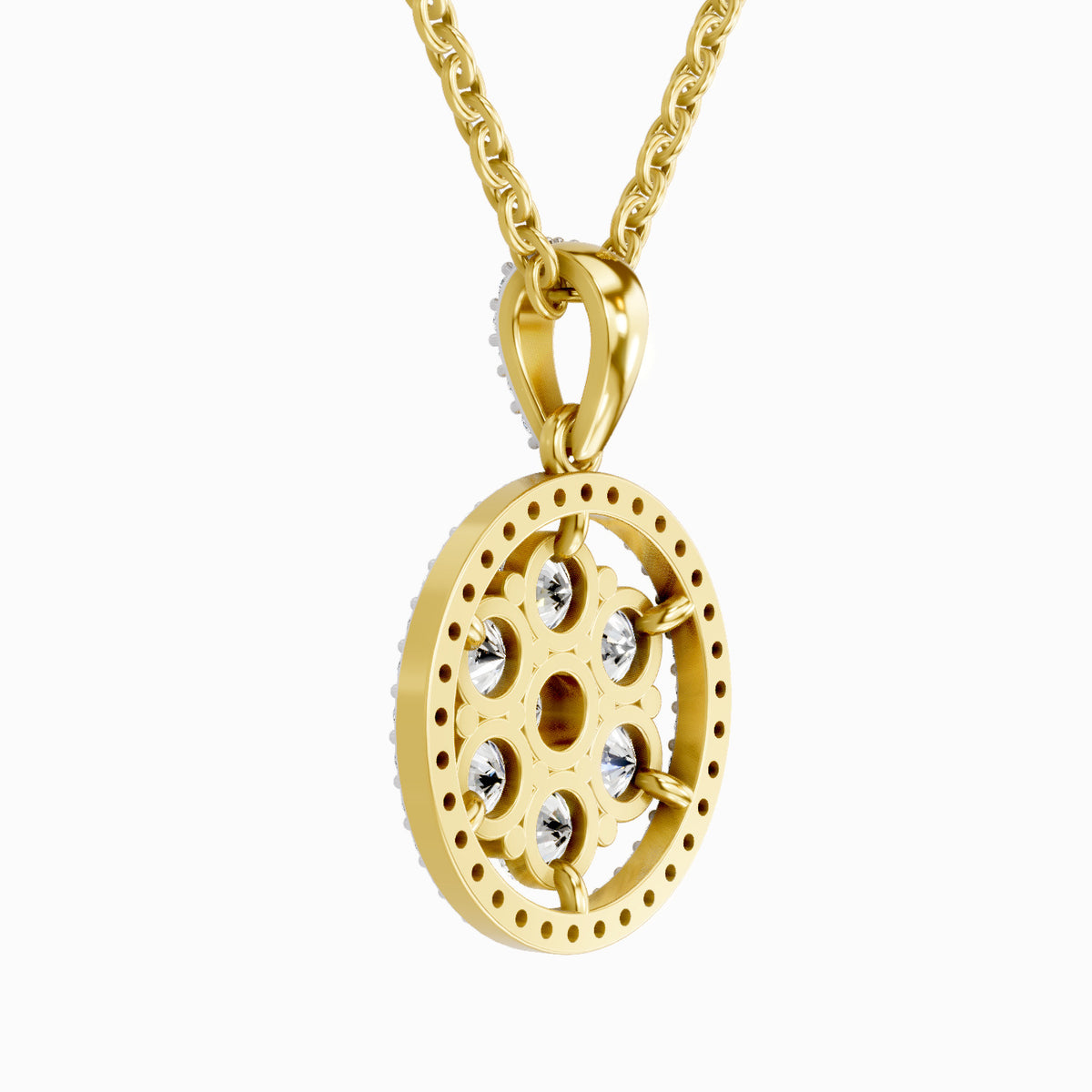 Regal Round Halo Diamond Pendant