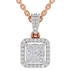 Dreamy Princess-Cut Halo Diamond Pendant