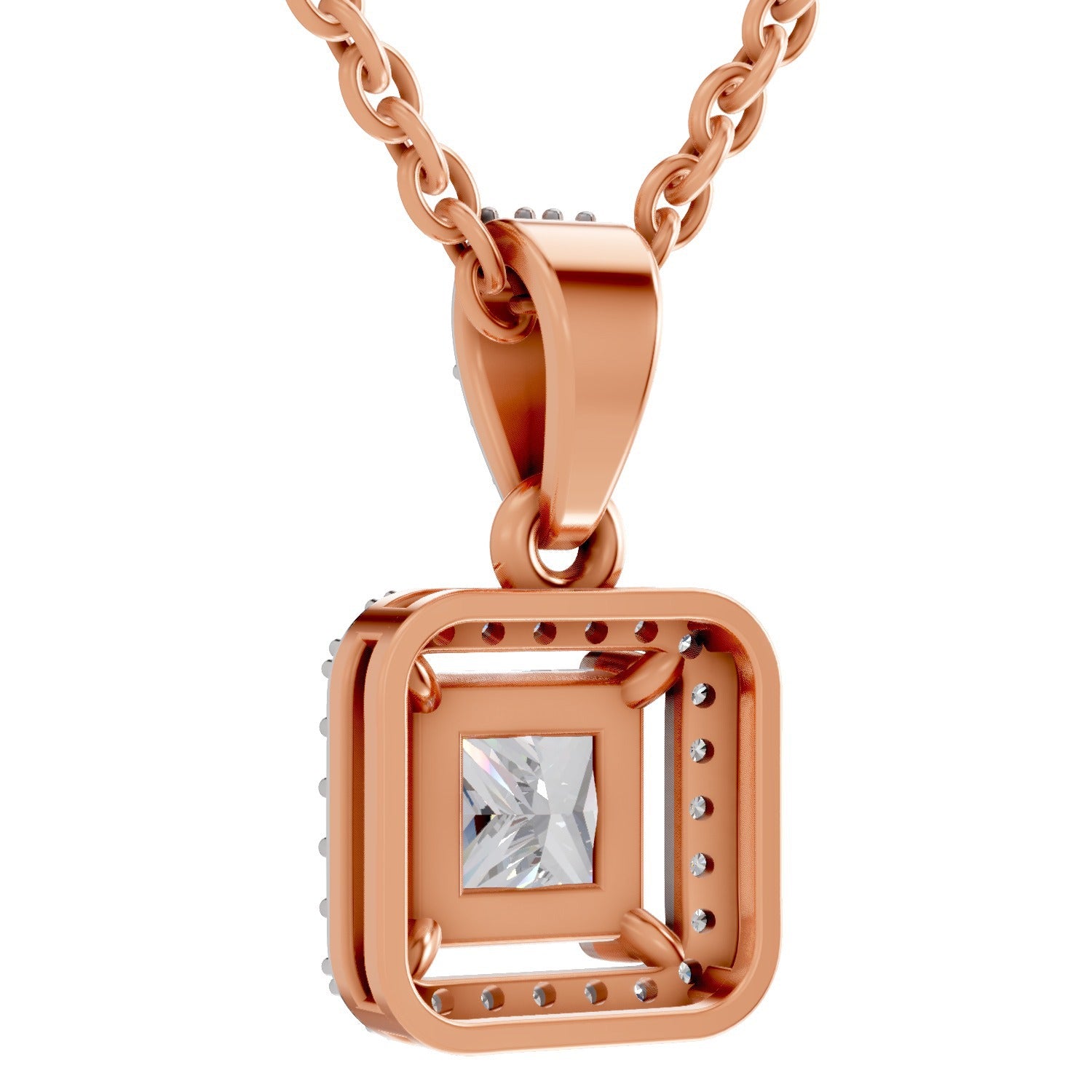 Dreamy Princess-Cut Halo Diamond Pendant