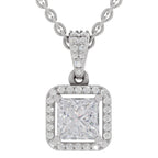 Dreamy Princess-Cut Halo Diamond Pendant